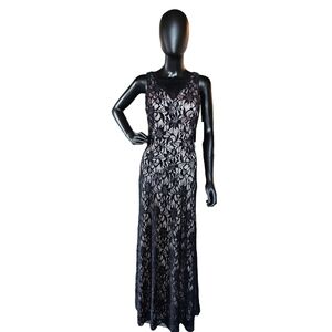 Pink/Black Lace Formal Gown - Adrianna Papell -NWT